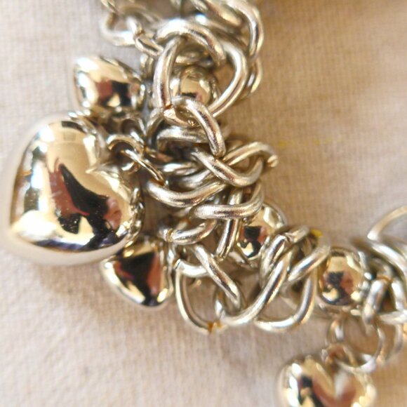 Silver Tone Puffy Hearts Charm Bracelet - Picture 6 of 7